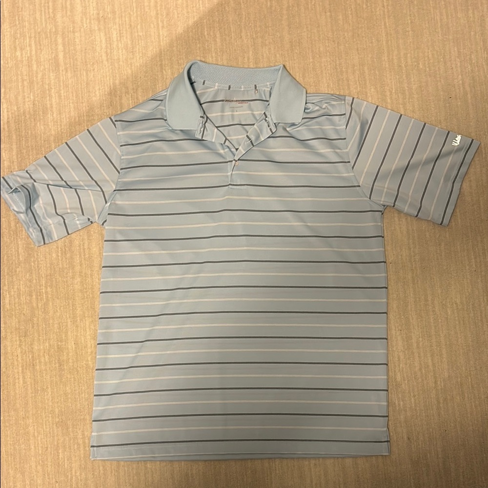 Blue Walter Hagen Golf Shirt with Black and White Stripes